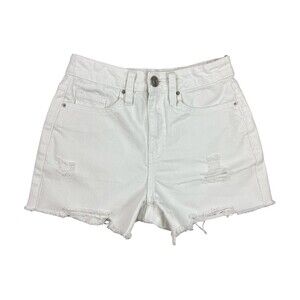 YMI Dream Women's White Distressed Denim Hi-Rise Jean Shorts Size 1/25
